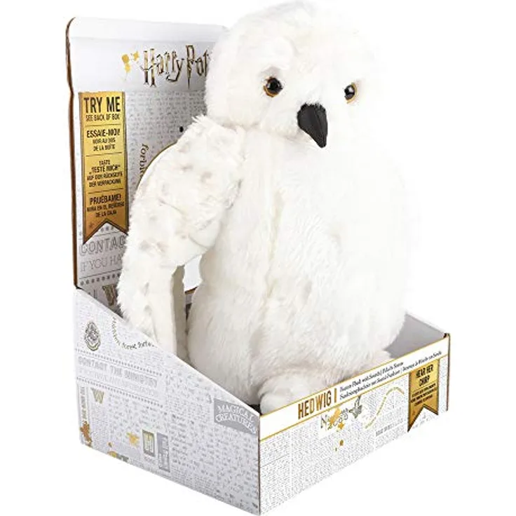WOW! STUFF Harry Potter Owl Hedwig Feature Plush with Sounds, Hand Puppet and Soft Toy, Collectible Teddy with Authentic Noises, White, ‎18.01 x 18.01 x 24.99 cm