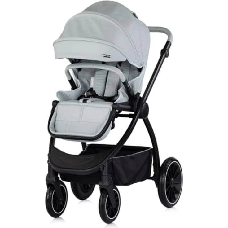 Chipolino Kombikinderwagen Prestige 3 in 1, Matcha, mit Babywanne, Rucksack und i-Size Babyschale, leichtes Aluminiumgestell, verstellbare Sitzschale, UPF 50+ Sonnenschutz – Bild 2