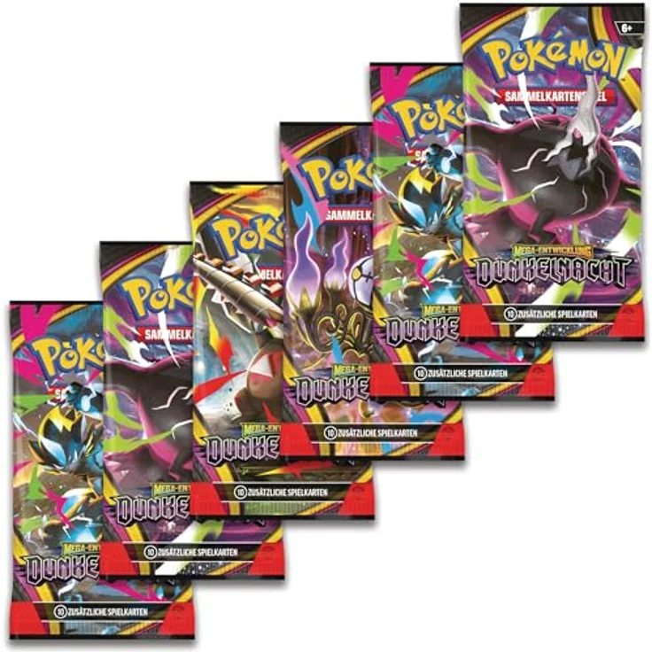 Pokémon Pokémon-Sammelkartenspiel: Boosterbundle Mega-Entwicklung – Dunkelnacht, 6 Boosterpacks mit Mega-Darkrai-ex und Mega-Zeraora-ex – Bild 4