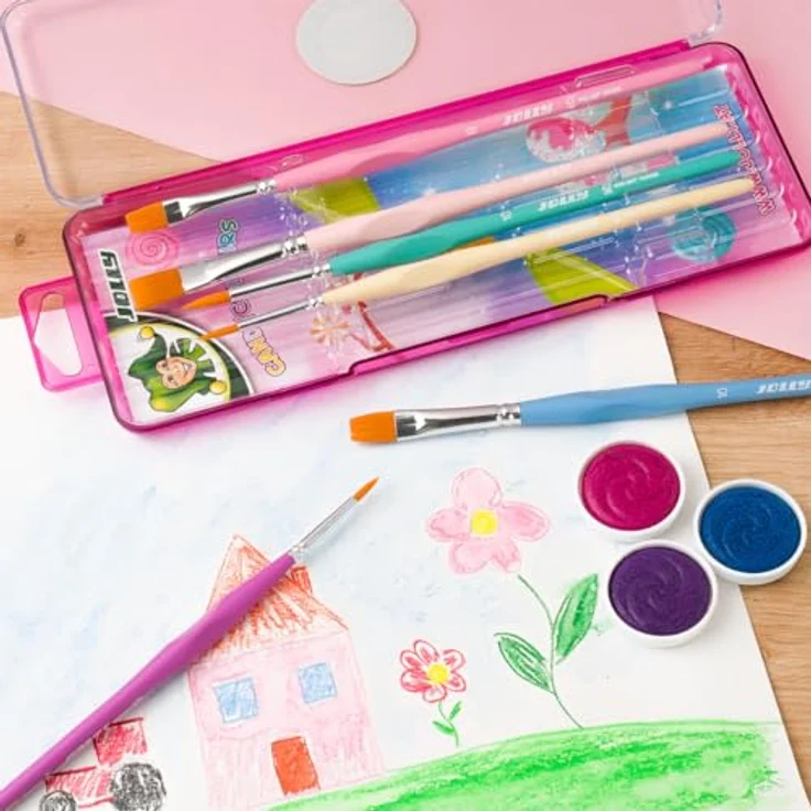 Jolly Dreikantpinsel Set Candy Colours, 6 Malpinsel mit Toray Haar, ergonomischer Dreikant Griff, Pastellfarben, für Deckfarben und Tempera – Bild 3