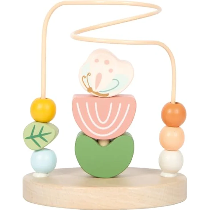 small Foot Motorikschleife Kleine Freunde, hochwertiges Motorikspielzeug mit Stapelspiel und 6 bunten Holzelementen, für Kinder ab 12 Monaten, 12719 – Bild 3