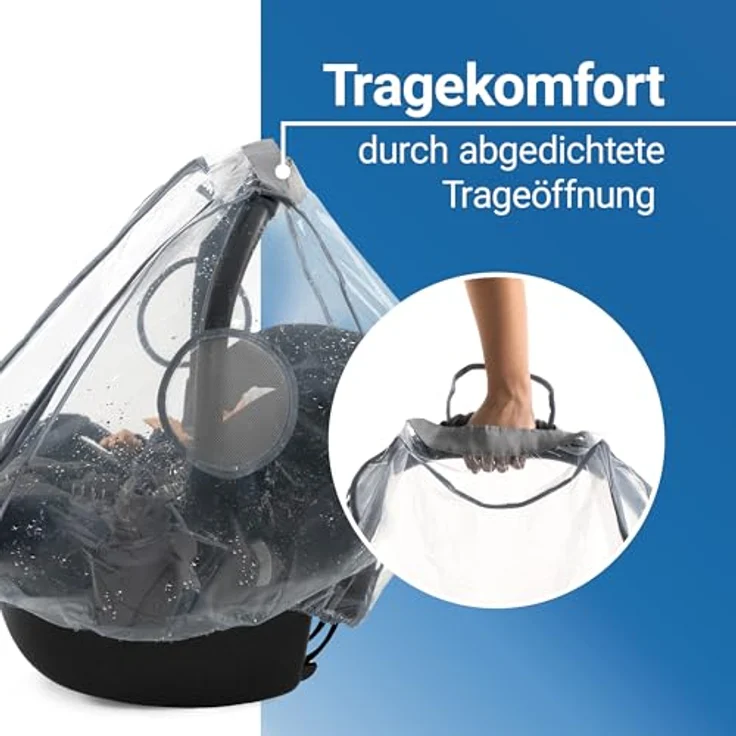 Zamboo Kinderwagen-Regenschutzhülle Universal, Regenschutz für Babyschalen / Maxi-Cosi mit Reißverschluss und integrierter Belüftung – Bild 6