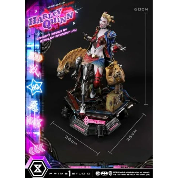 Prime 1 Studio Batman Ultimate Premium Masterline Series Statue Cyberpunk Harley Quinn, 60 cm mit LED-Beleuchtung und zwei austauschbaren Kopfteilen – Bild 5