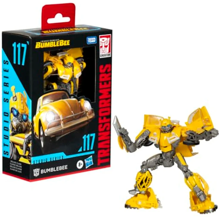 Hasbro Transformers Studio Series Deluxe-Klasse Bumblebee 117, 11,5 cm Action-Figur im VW Käfer Design mit Blaster und Schwert, beweglich und inspiriert von Filmszene „Charlies Werkstatt“ – Bild 3