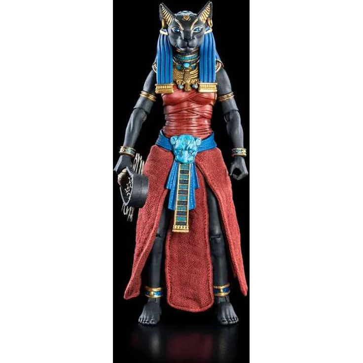 Four Horsemen Toy Design Figura Obscura Actionfigur Bastet, Schwarz und Rot mit Zubehör in Blisterverpackung