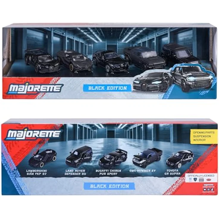 Majorette Geschenkset Fahrzeuge Black Edition, inkl. 5 Die-Cast Spielzeugautos (schwarz) - Audi R8, Brabus B63, Nissan GT3 Nismo GTR, Dodge Demon, Mercedes-AMG GTR – Bild 6