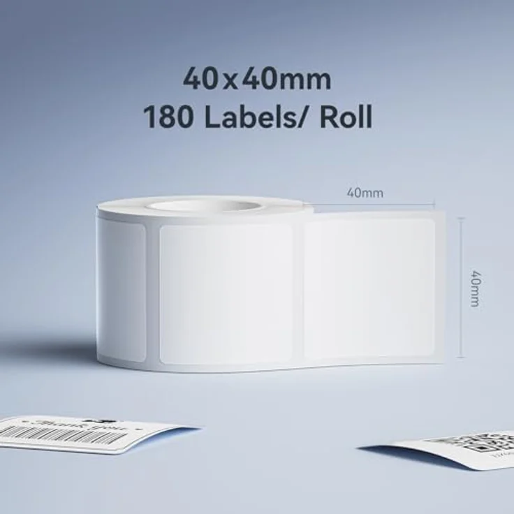NIIMBOT Thermo-Etiketten 1.57"x1.57" (40*40), wasserfest, ölbeständig, reißfest, 180 pro Rolle, weiß – Bild 2