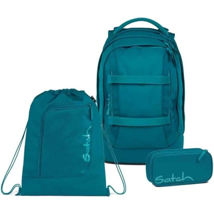 Satch Pack Schulrucksack Set 3tlg. inkl. Schlamperbox und Sportbeutel, 30 Liter Volumen, 3D Soft-Mesh Rückensystem, Deep Petrol – Bild 1