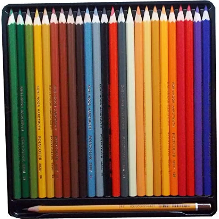 Koh-I-Noor 3837 POLYCOLOR - Künstlerfarbstifte mit Anspitzer und 2 Graphitstiften im Pappetui - Farben sortiert, 72er-Farbset – Bild 2