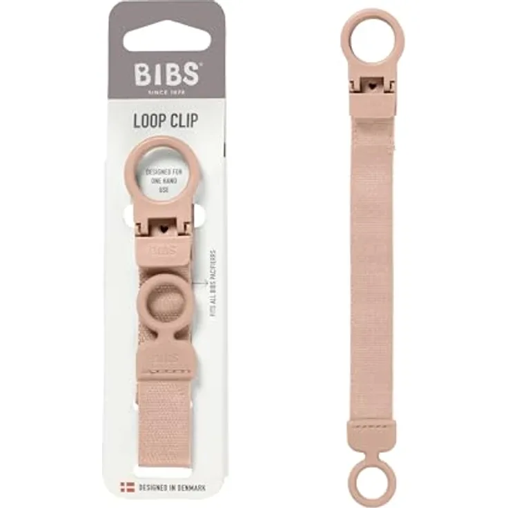 BIBS Loop Schnullerkette – Schnullerband mit Silikon, Einhandbedienung, kompatibel mit BIBS und anderen Marken, Maschinenwaschbar, BPA-frei, Blush