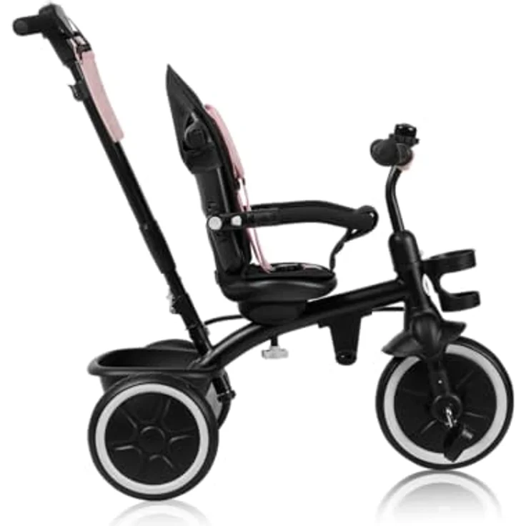 Lionelo Berry, Dreirad Pink Rose mit 360-Grad-Rotsitz, für Kinder von 9 Monaten bis 5 Jahren, verstellbarer Schiebegriff, wartungsfreie PU-Räder – Bild 7