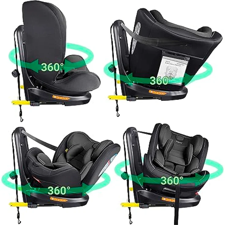 XOMAX Autokindersitz Selena, 360° Drehfunktion, Isofix, 5-Punkt-Gurt, 4 verschiedene Farben – Bild 3