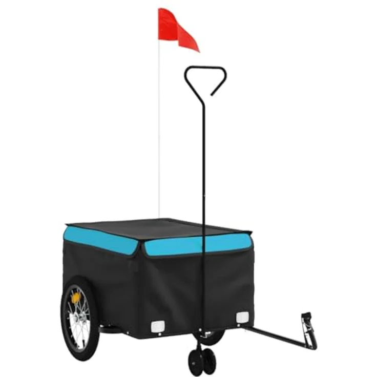 vidaXL Fahrradkinderanhänger Fahrradanhänger Schwarz und Blau 45 kg Eisen, Robustes Material und praktisches Design – Bild 1