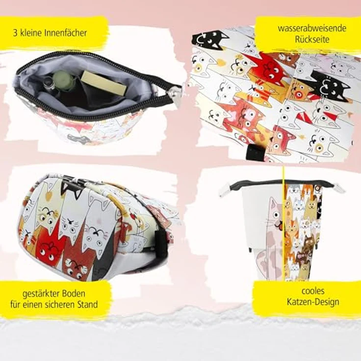 Online X-Pand 2-in-1 Federmäppchen & Stifteköcher, Katzen-Motiv, 3 Innenfächer, wasserabweisend, Pop Up Pencil Case für Schule & Büro – Bild 3