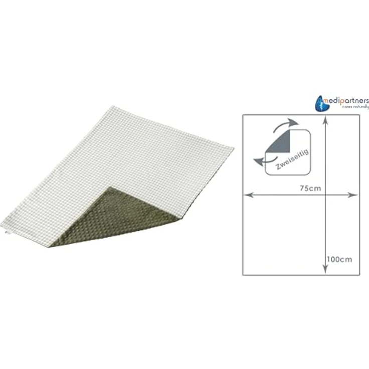 Medi Partners Babydecke, Kuscheldecke 75x100cm aus 100% Baumwolle mit olivfarbenem Minky, doppelseitig und antiallergisch, ideal für Neugeborene und Kleinkinder – Bild 3