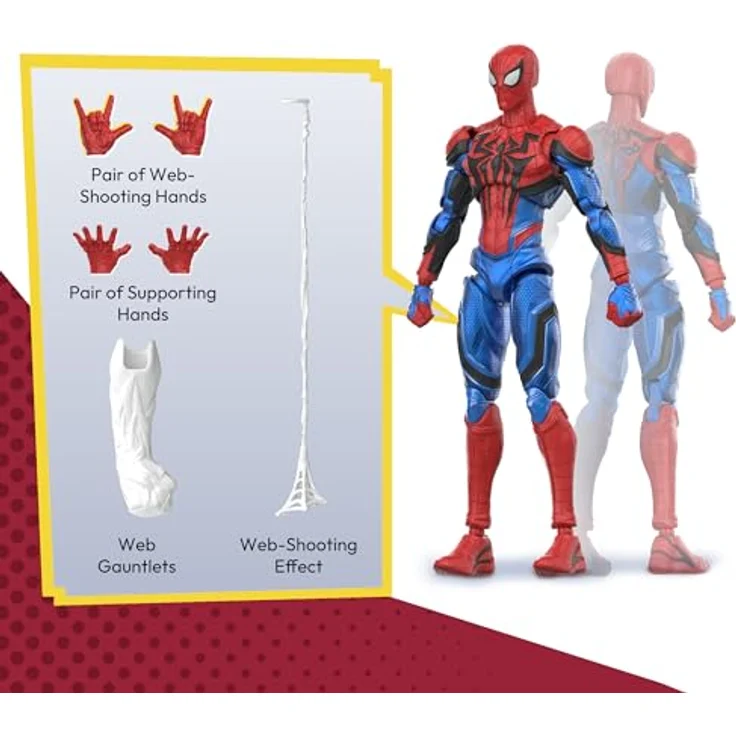 Blokees Marvel Rivals Spider-Man Modellbausatz, 15-16 cm, Artikuliert, Mehrfarbig, inkl. Sockel – Bild 9