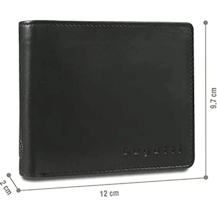 bugatti Primo Geldbeutel Männer RFID Leder - Geldbörse Herren Schwarz - Portmonaise Portemonnaie Portmonee Brieftasche Wallet Ledergeldbeutel – Bild 2