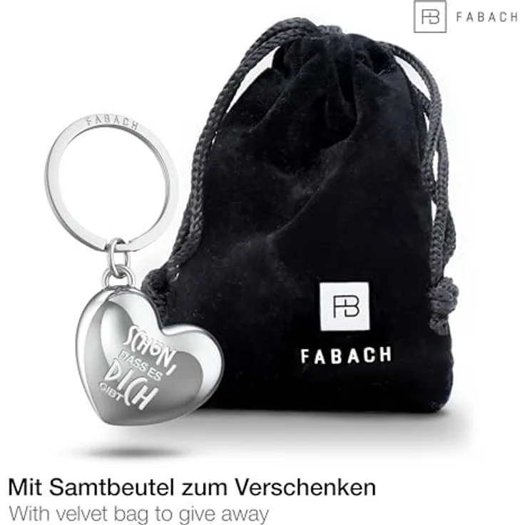 FABACH Liebe Schlüsselanhänger Herz mit Gravur - Herz Glücksbringer Schlüsselanhänger Freundin - Geschenk Liebe Glücksbringer Freundschaft - Beste Freundin Geschenk - Schön, dass es dich gibt – Bild 2