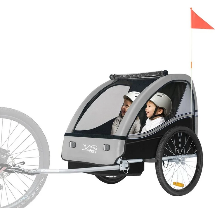 TIGGO Fahrradkinderanhänger Tiggo VS Kinderanhänger für 1 oder 2 Kinder, Stahlrahmen, UV-Schutz, 20-Zoll-Räder, blau
