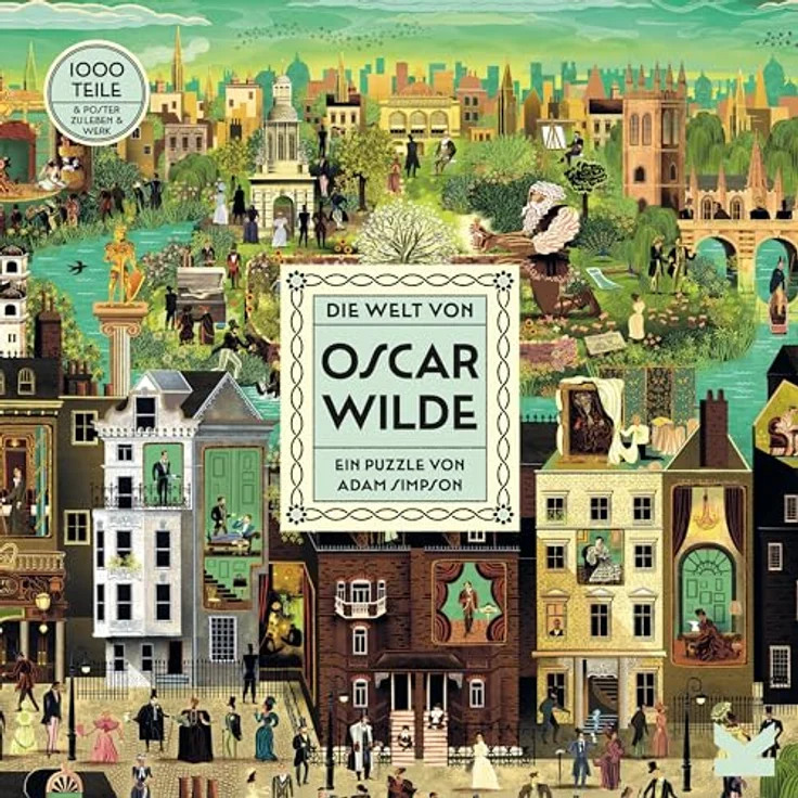 Laurence King Die Welt von Oscar Wilde, 1000-Teile-Puzzle mit A2-Poster und Illustrationen von Adam Simpson – Bild 1