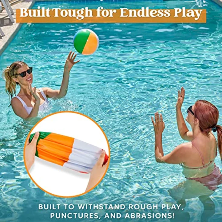 JOYIN 12er Set Aufblasbare Strandbälle, Ø 40 cm, Premium-Material für Kinder und Erwachsene, ideal für Sommer-Pool-Partys und Stranddekoration – Bild 4