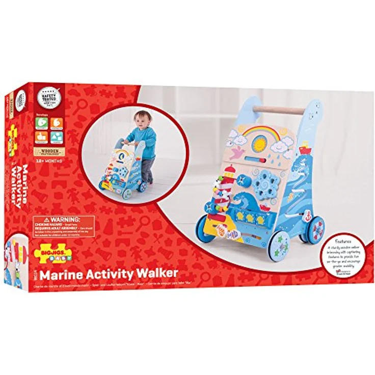 Bigjigs Marine Activity Walker, Holz Lauflernhilfe mit maritimem Design für Kinder ab 12 Monaten, 51,5 cm lang – Bild 6