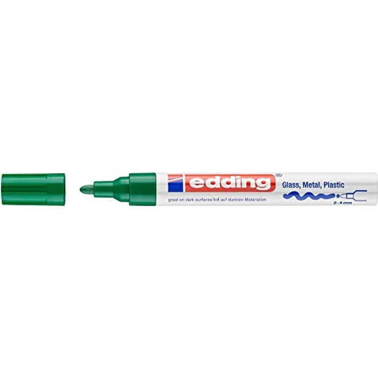 edding 750 Glanzlackmarker - grün - 1 Lackmarker - Rundspitze 2-4 mm - Lackstift für Glas, Stein, Holz, Kunststoff und Papier - wasserfest, stark deckend – Bild 2