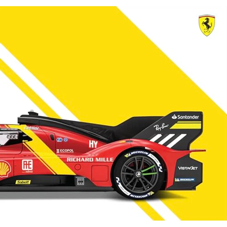 Bburago 1/18 Ferrari Racing 499P LMH 2023 #51, rote Metallnachbildung mit detailliertem Innenraum, Türen und Haube zum Öffnen, Gewinner der 24h von Le Mans 2023 – Bild 5