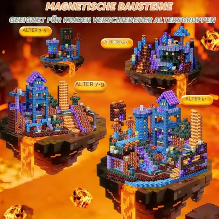Coolzon Magnetische Bausteine Blöcke, 100-teiliges Set in Lila, für Kinder ab 3 Jahren, kreatives Lernspielzeug zur Förderung von Motorik und räumlichem Denken – Bild 3