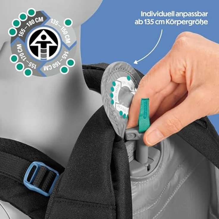 Coocazoo Schulrucksack Porter „Midnight Dust”, ergonomischer Tornister, höhenverstellbar, 30-35 Liter Stauraum, schwarz-blau, mit Brust- und Hüftgurt, ab der 3. Klasse – Bild 5