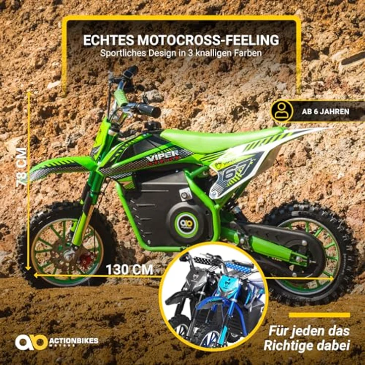 Kinder Mini Enduro Crossbike Viper Elektro 1000 Watt Motorcrossbike Pocketbike (Schwarz) – Bild 9