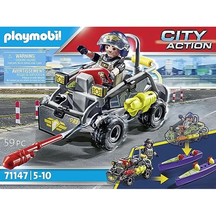 PLAYMOBIL 71147 SWAT-Multi-Terrain-Quad Spielset, wandelbares Fahrzeug für Verfolgungsjagden, mehrfarbig – Bild 4