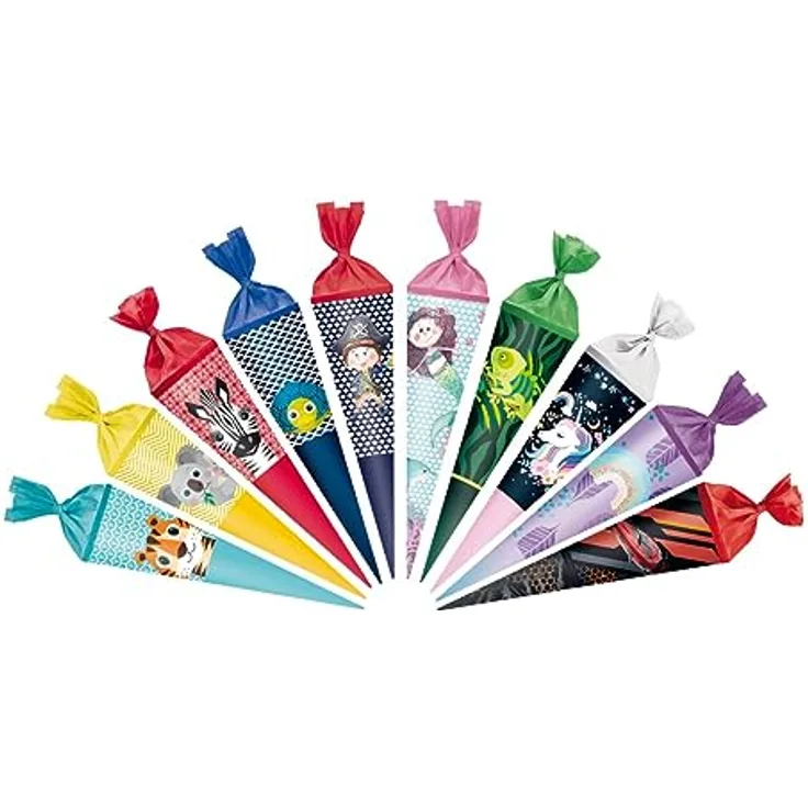 Herlitz Schultüte 35cm rund Mix M.s. mit Kreppverschluss, 10 sortierte Motive, Cute Animals Design