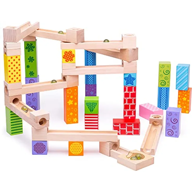 Bigjigs Toys Kugelbahn, 53-teilig, aus hochwertigen Werkstoffen, ab 3 Jahren