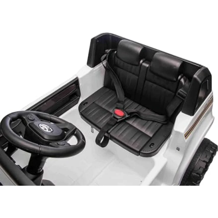 Beneo Motors Elektrisches Kinderauto Toyota Landcruiser 12V, weiß, breiter Einzelsitz, 2,4 GHz Fernbedienung, Bluetooth, USB/AUX-Eingang, LED-Lichter, Lithiumbatterie, 2 x 25W Motor, ORIGINAL-Lizenz – Bild 2