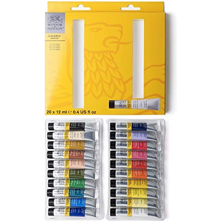 Winsor & Newton Galeria Acrylfarben Set, 20 Farben Starterset mit hoher Pigmentierung, 240 Milliliter