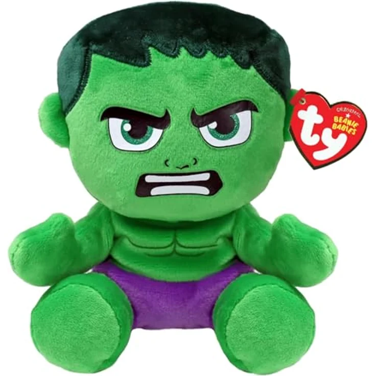 TY Hulk Marvel Avengers Beanie Babies Regular, Lizenziertes Beanie Baby Weichplüsch Spielzeug, Sammlerstück Kuscheliger Plüschteddy, Grün – Bild 2