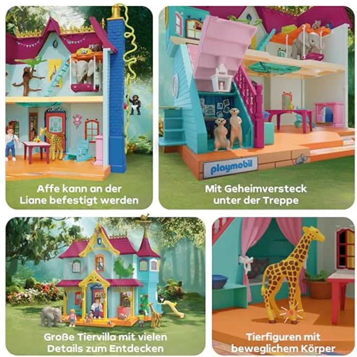 PLAYMOBIL Kunterbunte Tier-Villa, Spielsset für Kinder ab 4 Jahren mit Figuren und Zubehör zur Förderung von Kreativität und Rollenspiel, 71852 – Bild 4