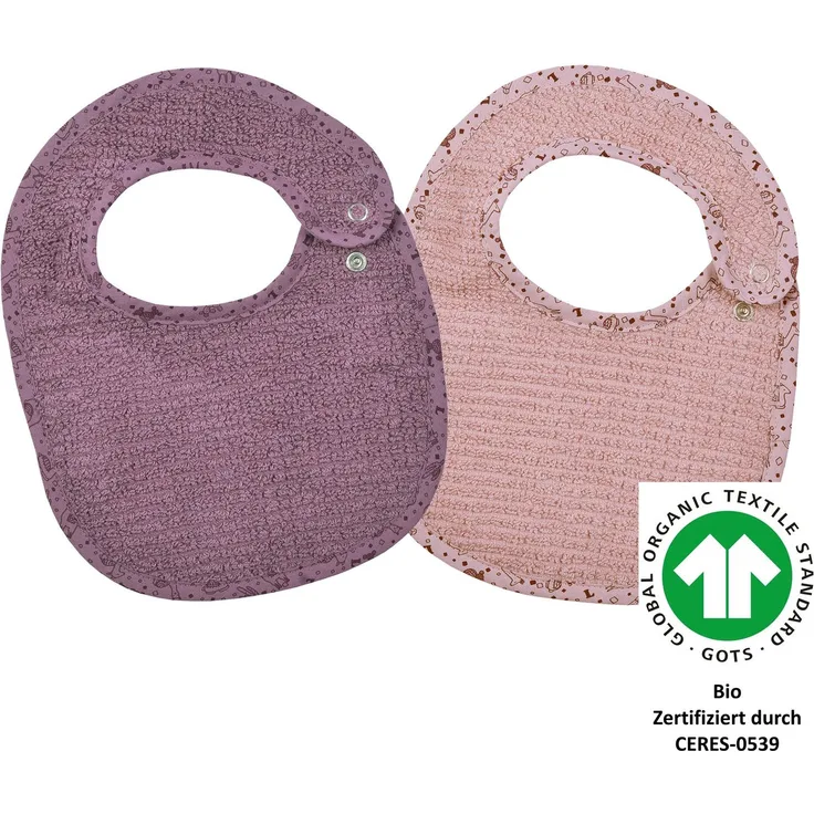 Wörner Lätzchen at home Druckknopflatz 22x29 cm 2er Set aus Biobaumwolle, maschinenwaschbar und trocknergeeignet, GOTS-zertifiziert