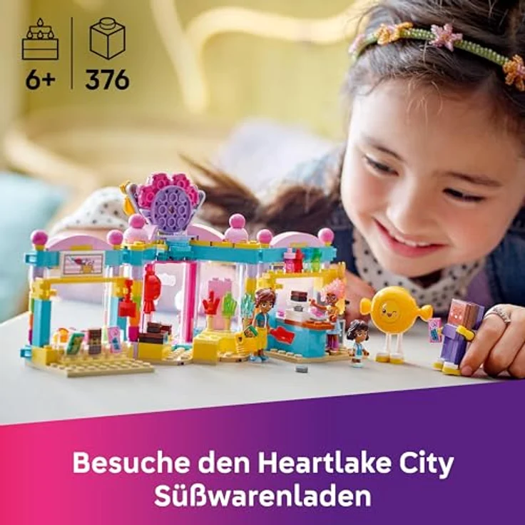 LEGO Friends Heartlake City Süßwarenladen, Spielset für Mädchen ab 6 Jahren, mit 2 Mini Puppen, Mikro-Spielfigur und einer Katze - Rollenspiele und kreativer Spielspaß 42649 – Bild 2