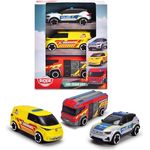 Dickie Toys SOS Team, 3er Set Spielzeugautos (Polizeiauto, Rettungswagen, Feuerwehr), Freilauf, bunt