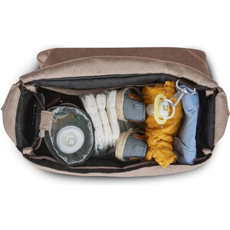 ABC Design Wickeltasche Urban Grain, moderne Wickeltasche mit Lederlook-Details, großem Hauptfach und Wickelunterlage, grau – Bild 5