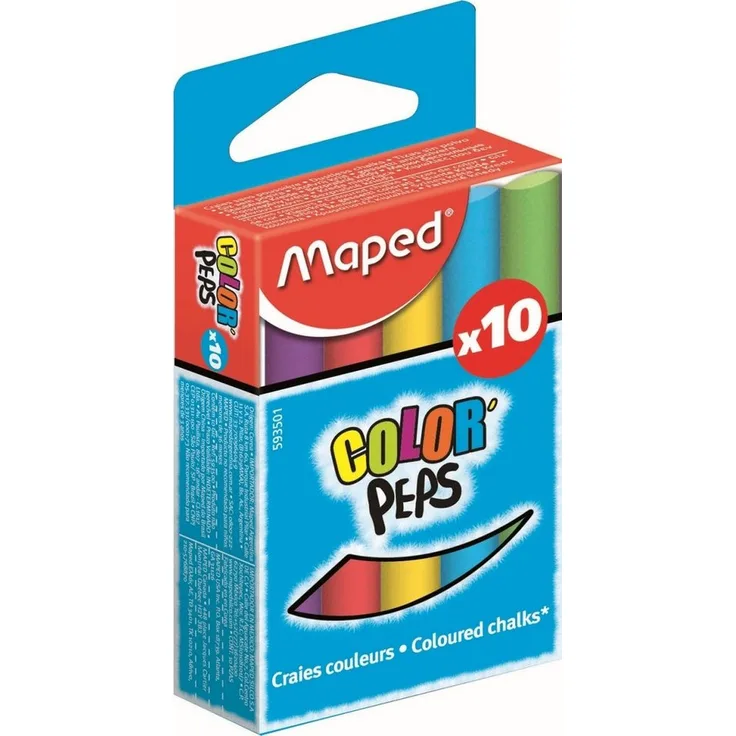 MAPED Buntstift Kreide farbig sortiert Kartonschachtel VE=10 stück, Tafelkreide, Größe 9,3x79,5 mm, 10 weiße Kreiden