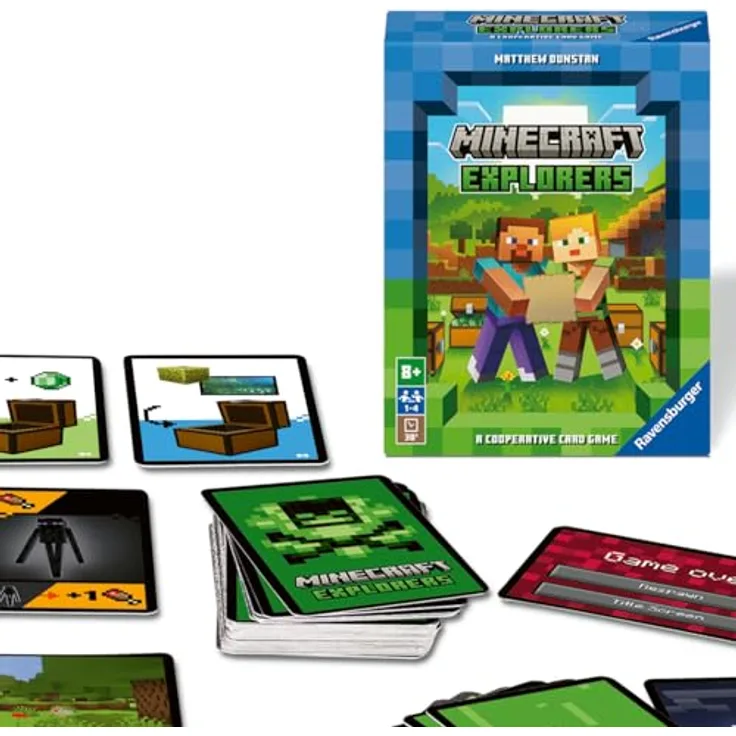 RAVENSBURGER Minecraft Explorers Kartenspiel, kooperatives Kartenspiel mit strategischen Aktionen und Monsterkonfrontationen, mehrfarbig