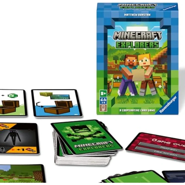 RAVENSBURGER Minecraft Explorers Kartenspiel, kooperatives Kartenspiel mit strategischen Aktionen und Monsterkonfrontationen, mehrfarbig – Bild 1