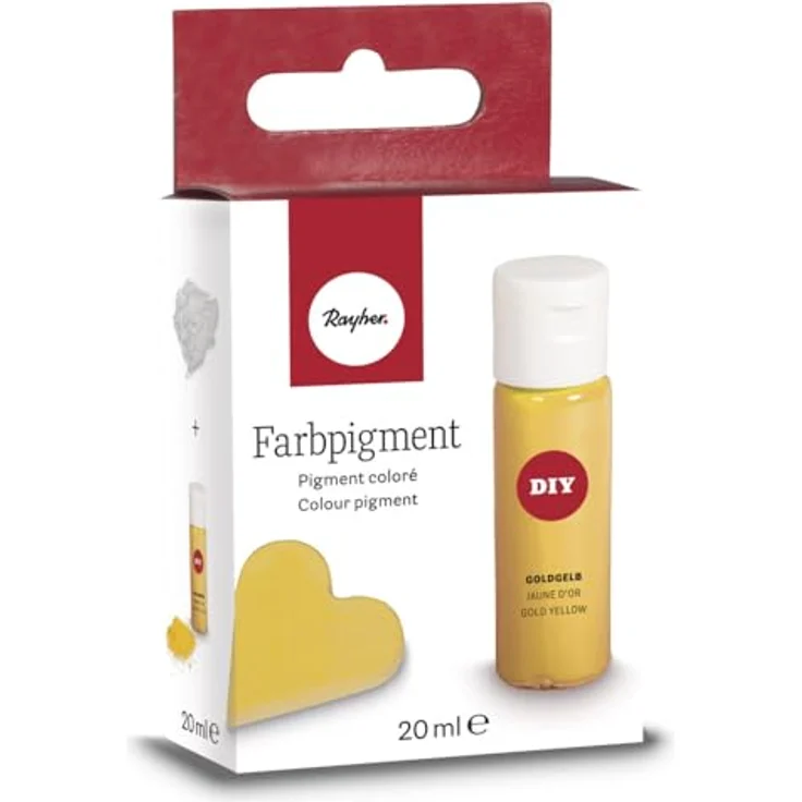 Rayher Farbpigmente 20 ml, goldgelb, Pigmentpulver für Raysin, Kreativ-Beton, Acrylfarbe, Fugenmasse, Strukturpaste, 35016162 – Bild 3