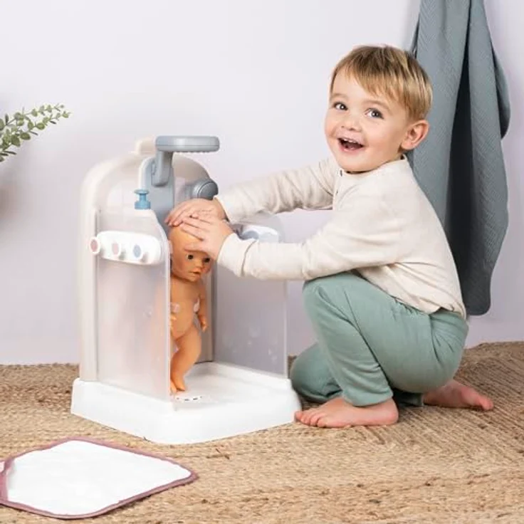 Smoby - Baby Nurse Puppen-Dusche - Interaktives Duschspaß-Set für Puppen - mit Pump-Wasserkreislauf - inkl. Frottee-Handtuch und Pflegeaccessoires - ab 3 Jahren – Bild 5