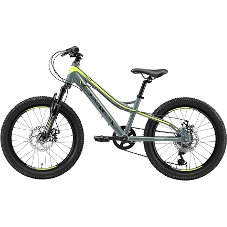 BIKESTAR Alu Mountainbike Jugendfahrrad 20 Zoll ab 6-9 Jahre Hardtail | 7 Gang Shimano Schaltung, Scheibenbremse, Federgabel | Kinder Fahrrad Grau Gelb | Risikofrei Testen – Bild 4