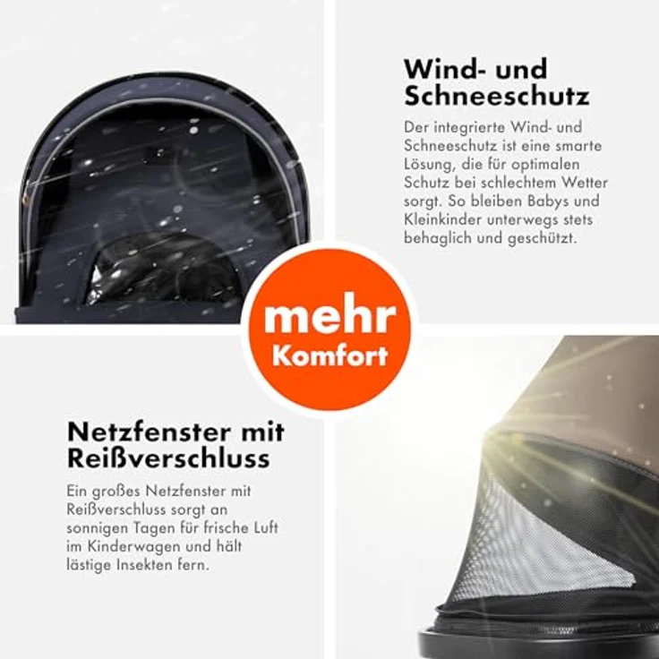 Daliya FLEXI-PRO M 2in1 Kombikinderwagen mit Liegefunktion, klappbar, höhenverstellbar, großem Einkaufskorb, blau-grau – Bild 8