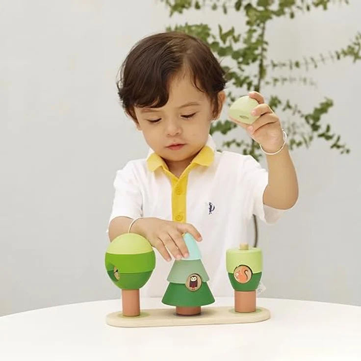 Classic World Stapelspiel Wald, 13-teiliges Holzspielzeug zur Förderung der Hand-Augen-Koordination, 23x8x13cm, für Kinder ab 10 Monaten – Bild 5